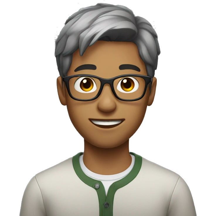 young man with short dark brown hair and glasses emoji