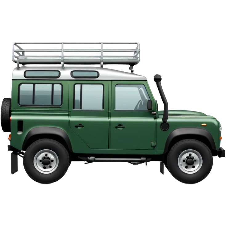 Land Rover Defender 110 2.4Tdci in Aintree Green with silver alloy wheels and black roof rack, emoji style emoji