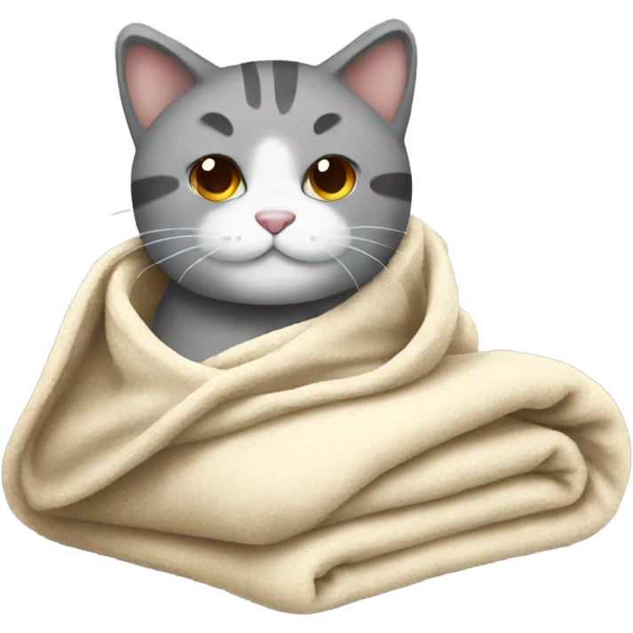 A cold cat with blanket emoji