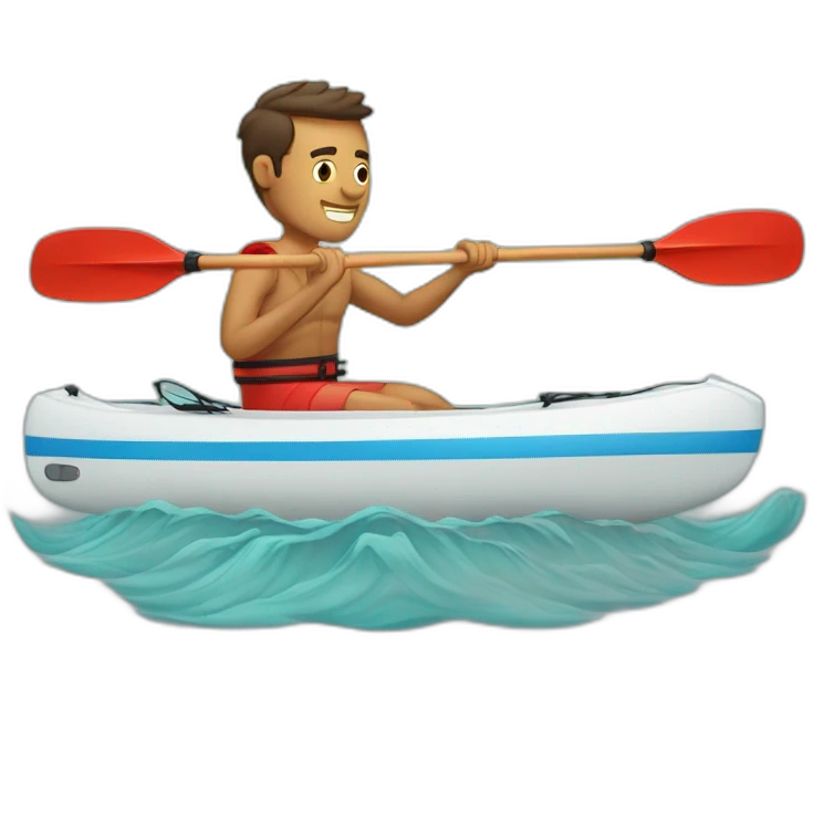 Strong man kayaking on water emoji