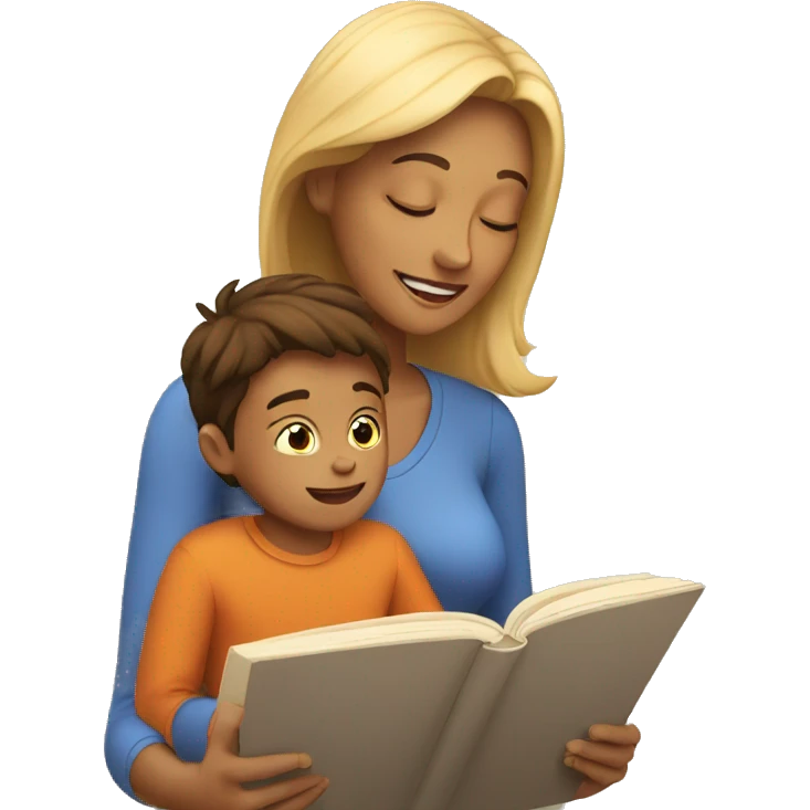 Mother reading to son emoji