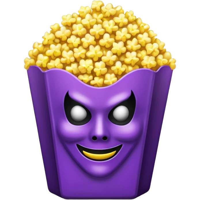 Glitter purple and yellow popcorn with ghostface mask in packaging emoji