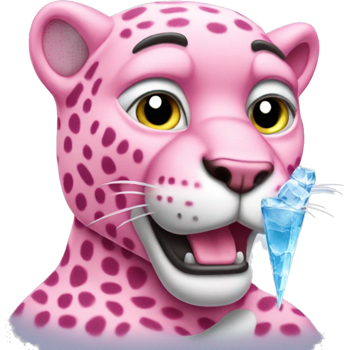 The Pink Panther with ice emoji