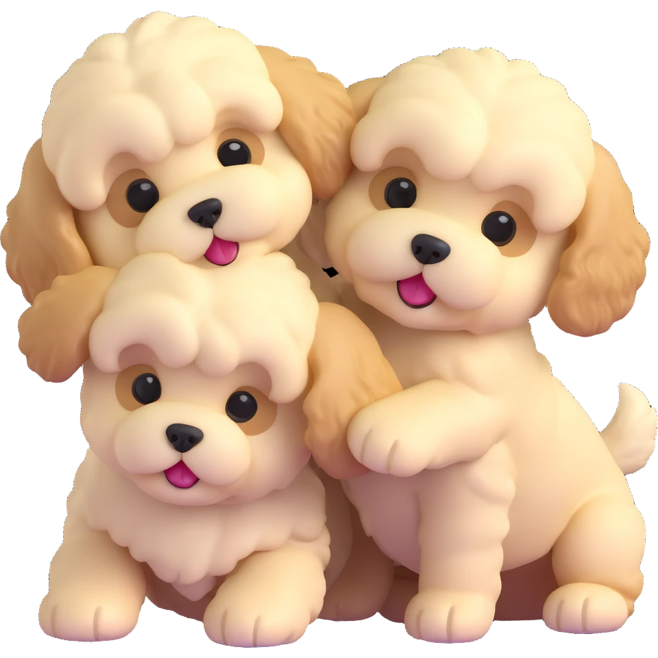 two fluffy maltipoo puppies playing together emoji