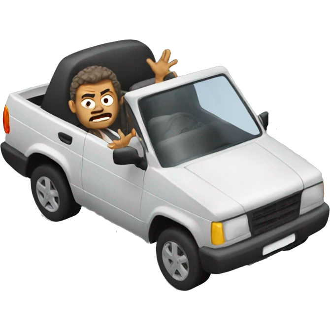 Mad man driving car emoji