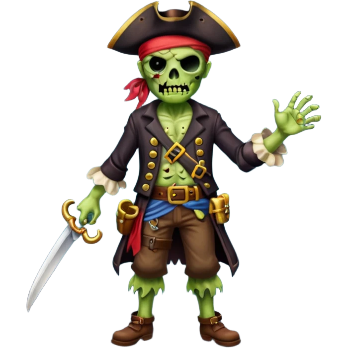 Pirate Zombie full body emoji
