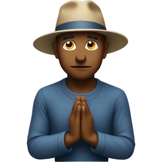 pensive face with drolling and hat praying hands emoji