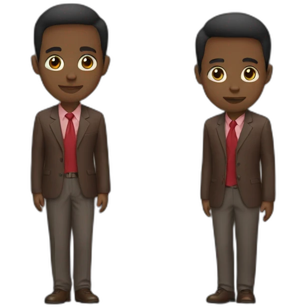 black man brown suit red dress shirt emoji