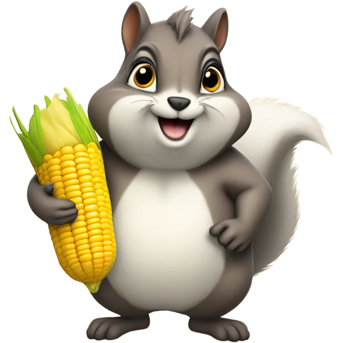 Fat squirrel holding a corn bag emoji