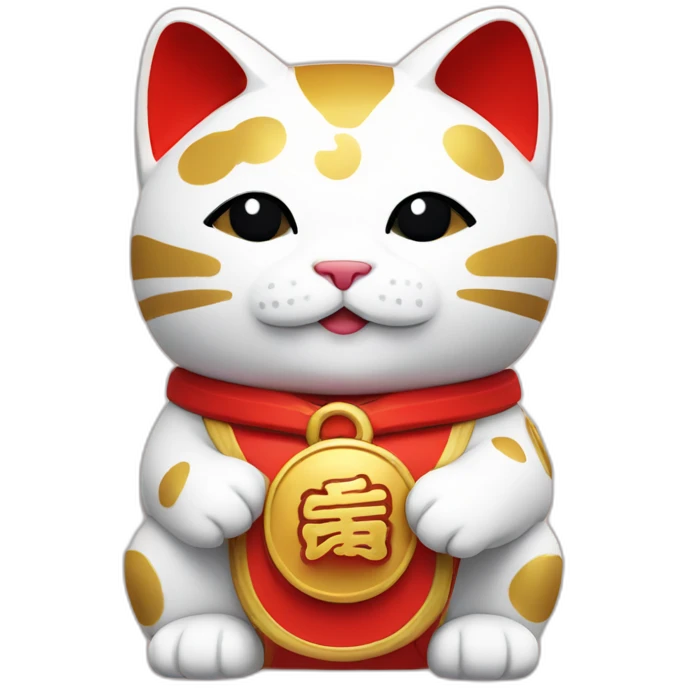 maneki neko with the hand straight and a red armband emoji