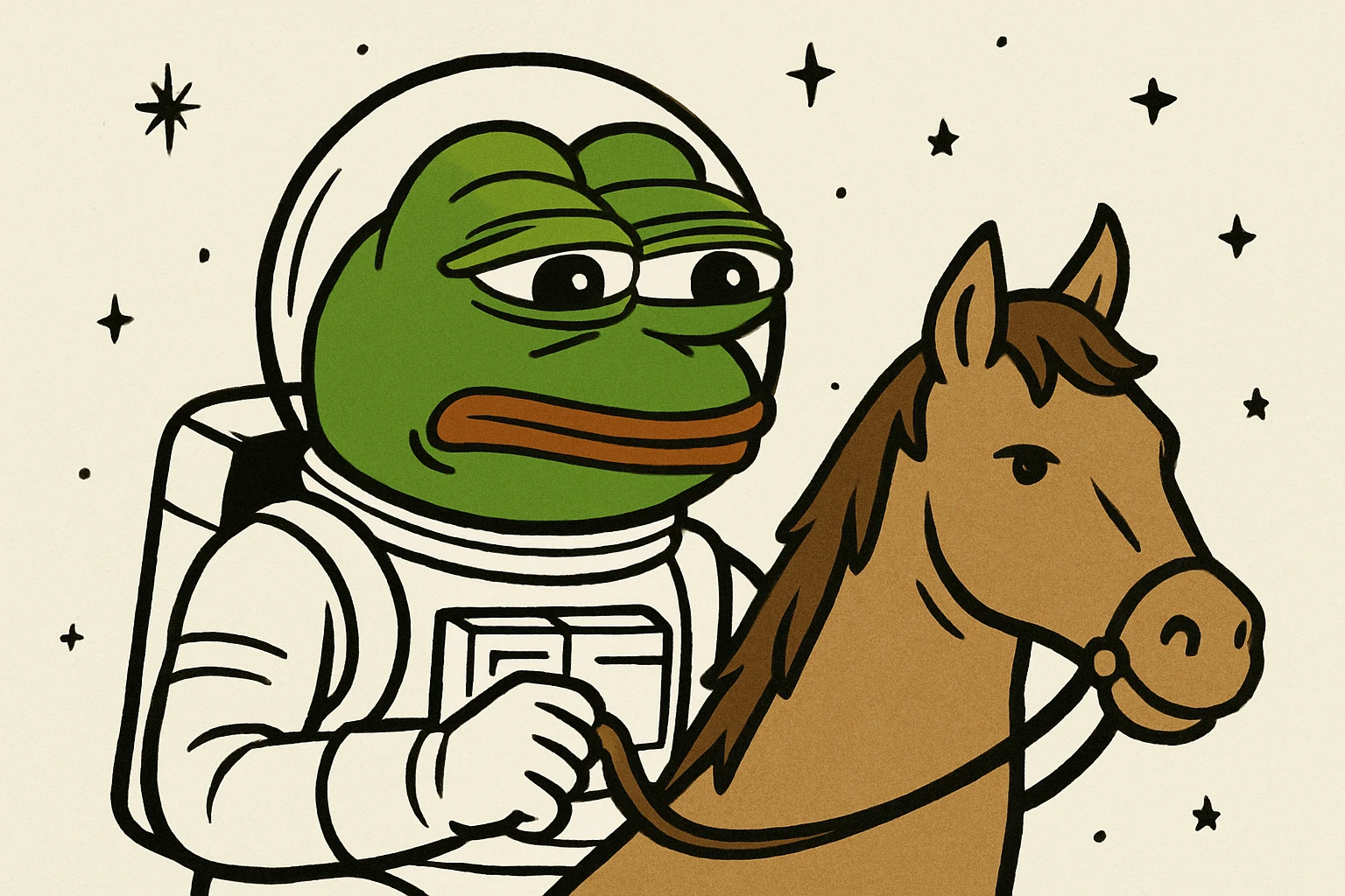 astronaut on horseback with stars in background emoji