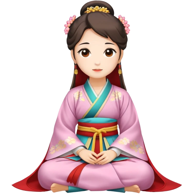 Beautiful girl in Hanfu sitting on the ground emoji