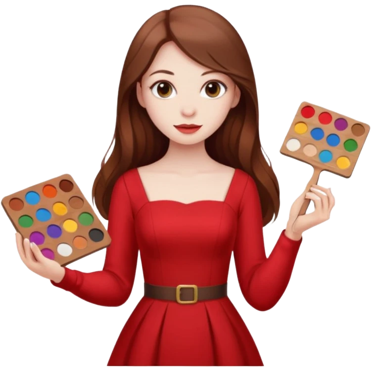 Una chica con una paleta y un vestido rojo y pelo largo emoji