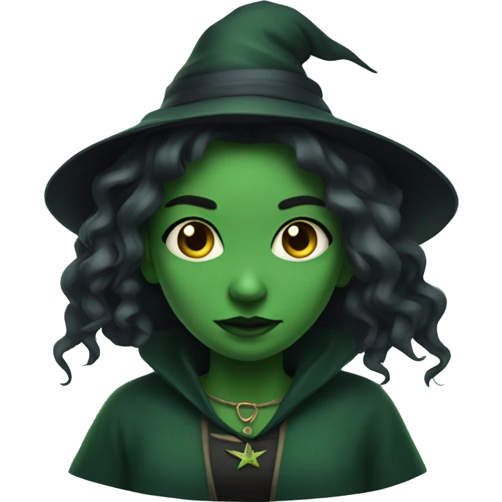 witchy girl with green skin emoji
