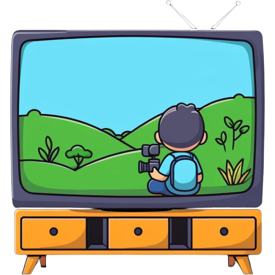 character watching a nature documentary on TV emoji