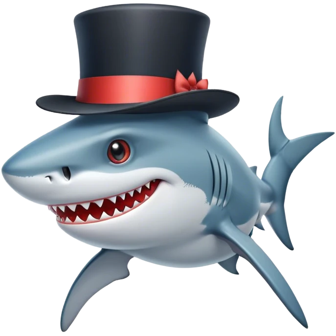 Shark with a top hat emoji