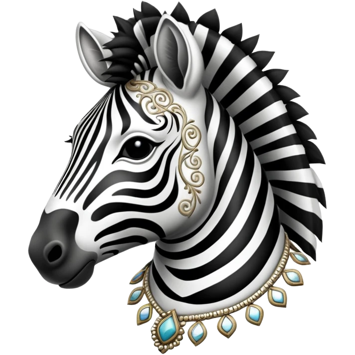Vintage circus zebra wearing filigree emoji