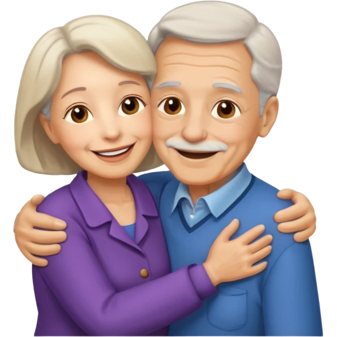 Dos abuelitos abrazados emoji