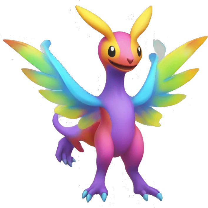 Colorful Neon Colors Flying Fakémon-Pokémon-Creature Full Body emoji