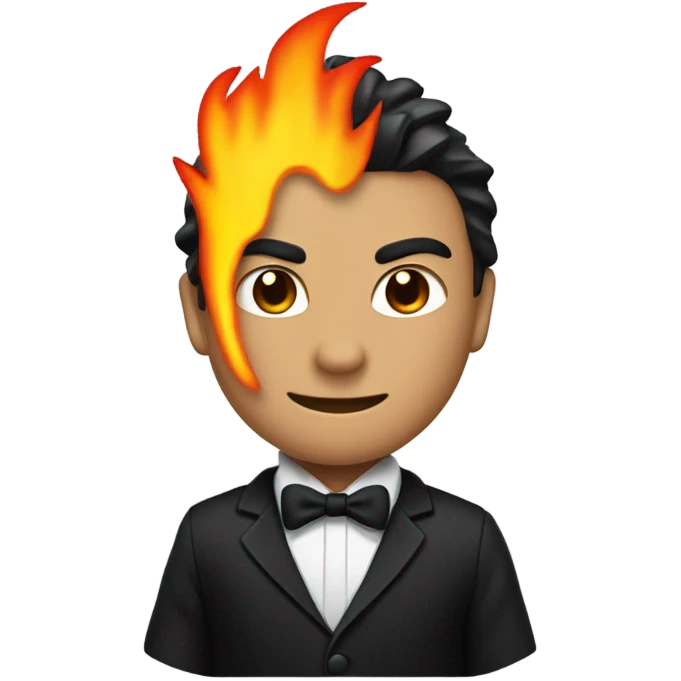 Ninja with tuxedo with fire on head emoji