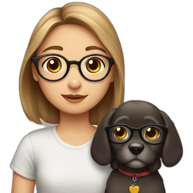 girl with glasses, boy, cat, dog, in love emoji