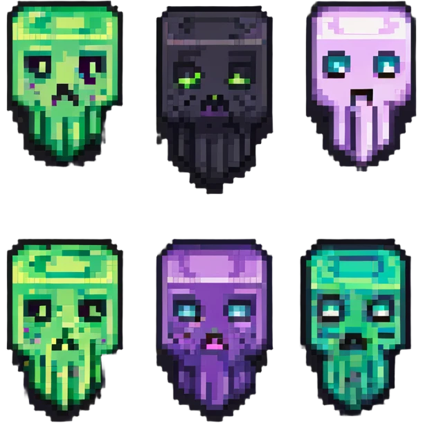 Creeper and Enderman heads fused down the middle, classic Minecraft colors, pixel art style emoji