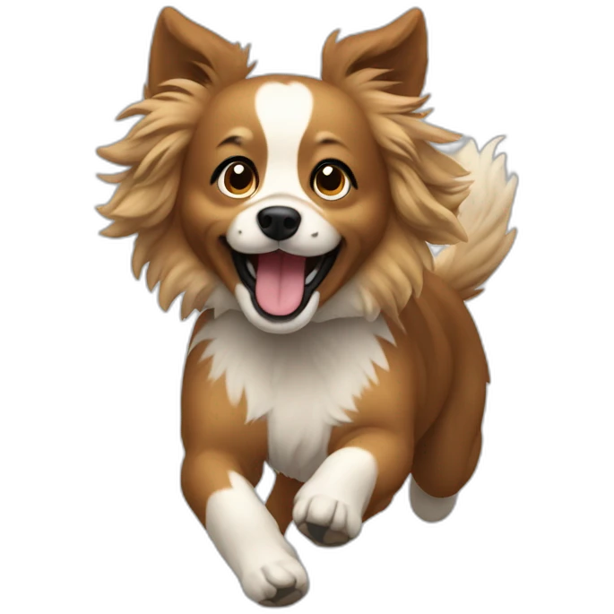 Small Dog bruin tequel running with long hairs  emoji