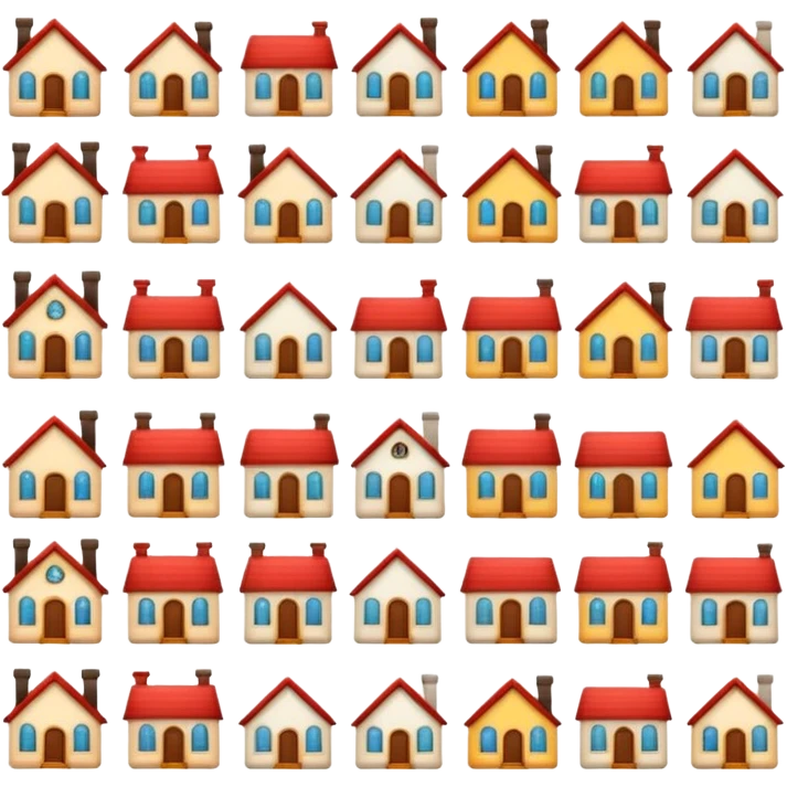 design 20 different emojies of houses, everything from small houses to giant mansions emoji