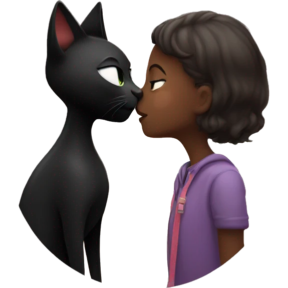 Black cat kisses a girl emoji