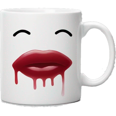 lipstick stain on coffee mug emoji