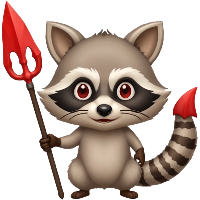 A raccoon with devil horns and trident emoji