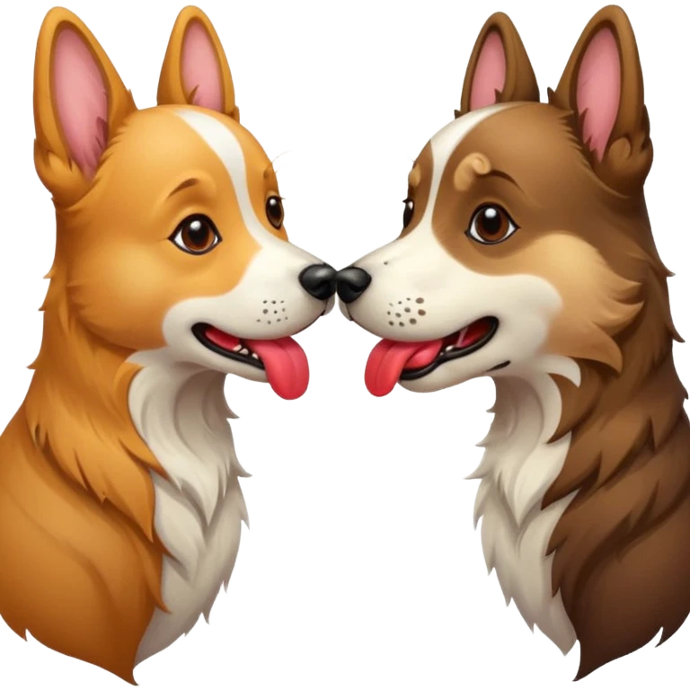 realistic dogs kissing with tounge emoji