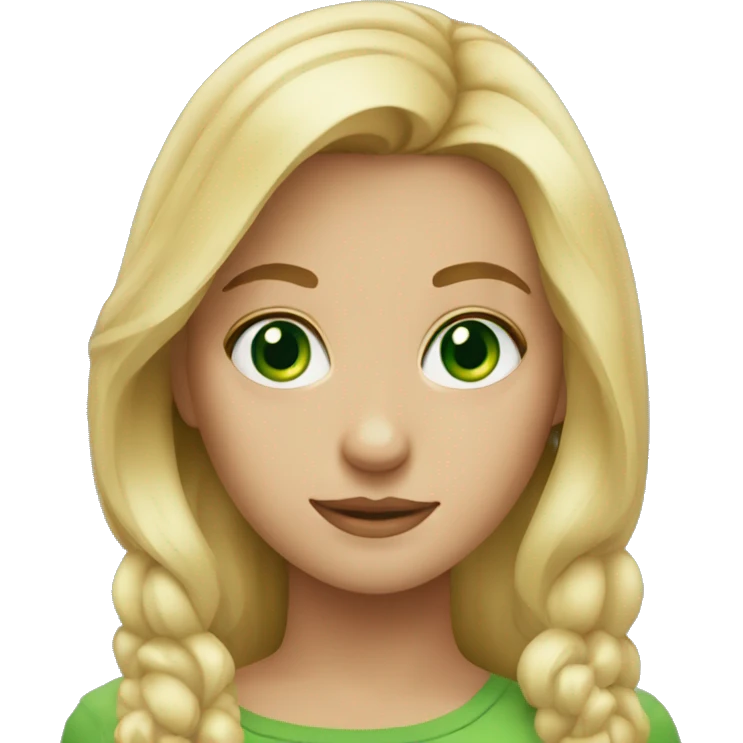 A blonde girl with green eyes emoji