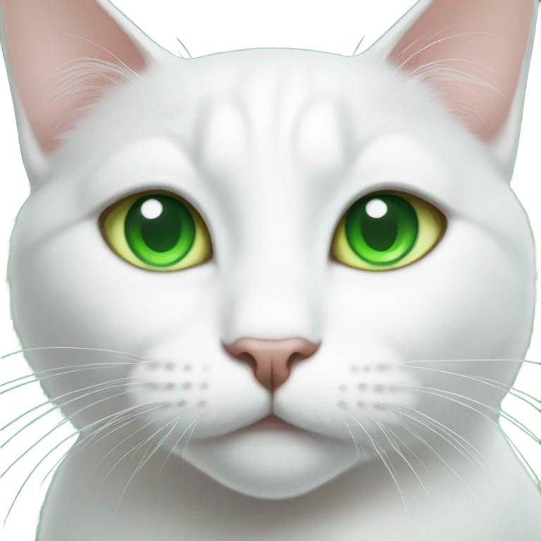 white cat with green eyes emoji