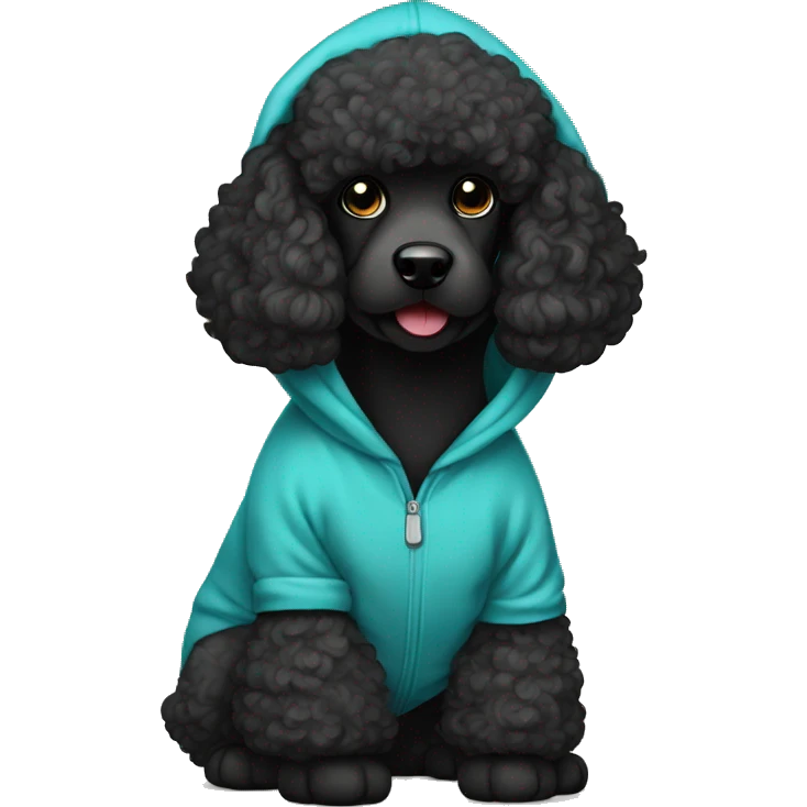 Black poodle with a hoodie emoji