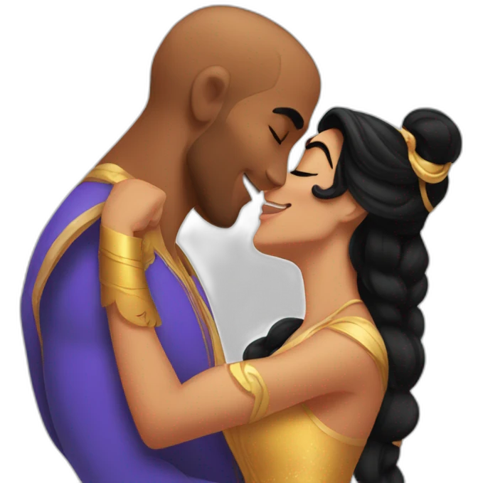 Disney Aladdin kissing Hercules emoji