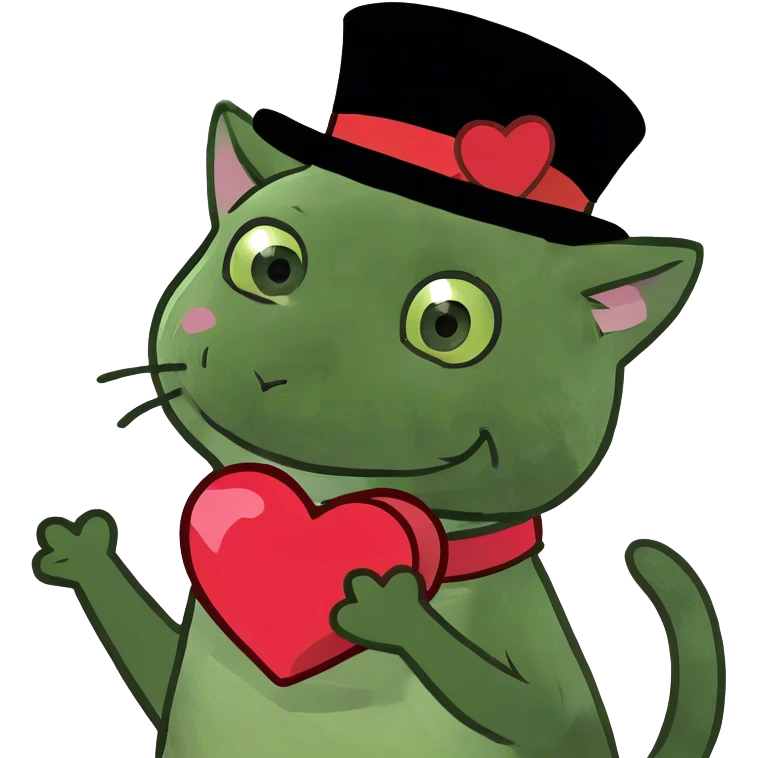 cat holding a heart smiling emoji