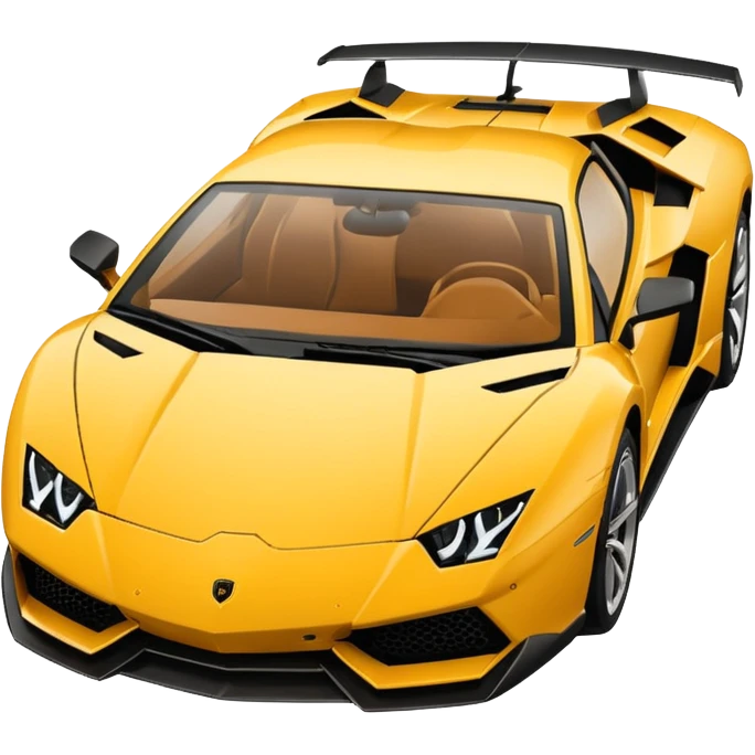 "Create a top-down view 2D Lamborghini in Apple iOS emoji style. Use solid colors, clean lines, no gradients, and smooth curves. Keep the design minimalist with a white background."
 emoji