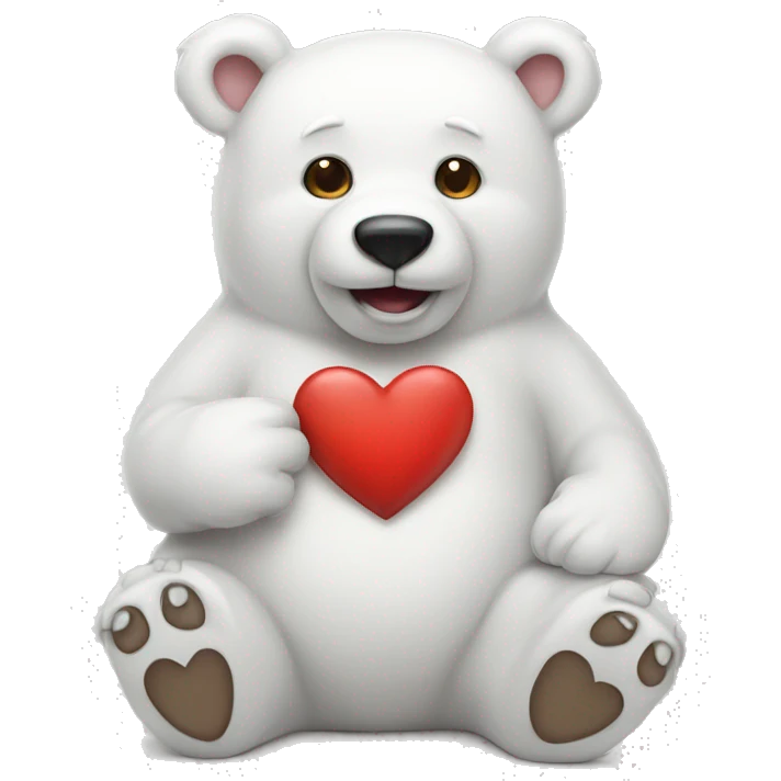 White bear with a heart emoji