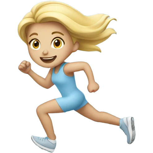 blondie girl running in a LIGHT BLUE Costume emoji
