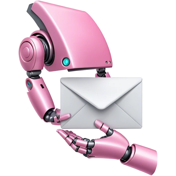 pink robotic hand holding email envolope emoji