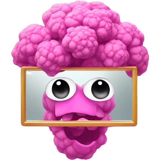 pink cauliflower looking in mirror emoji