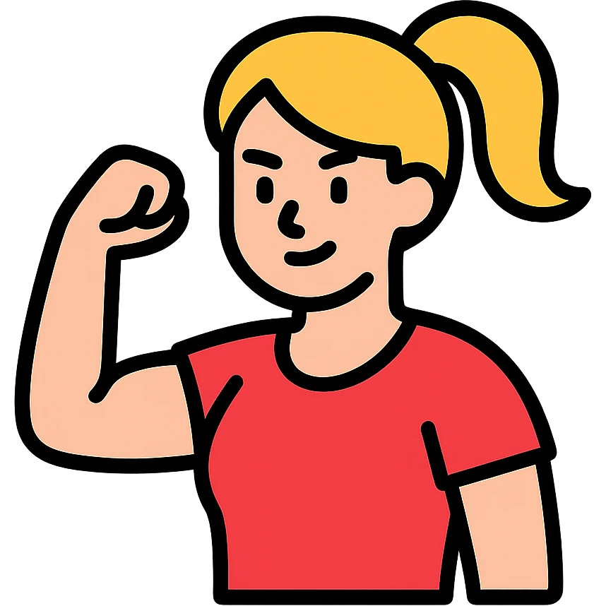 strong blond woman flexing emoji
