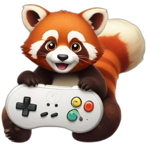 Red panda playing Nintendo emoji