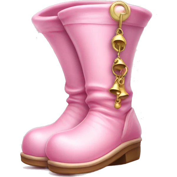 Realistic isolated baby pink elf boots with bells. emoji