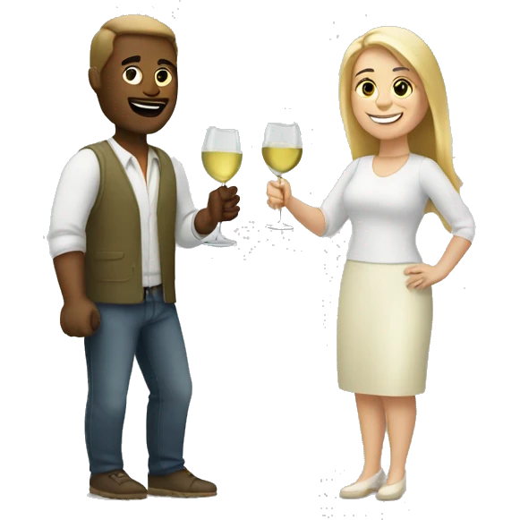 White man and white woman sharing bottle of white wine emoji