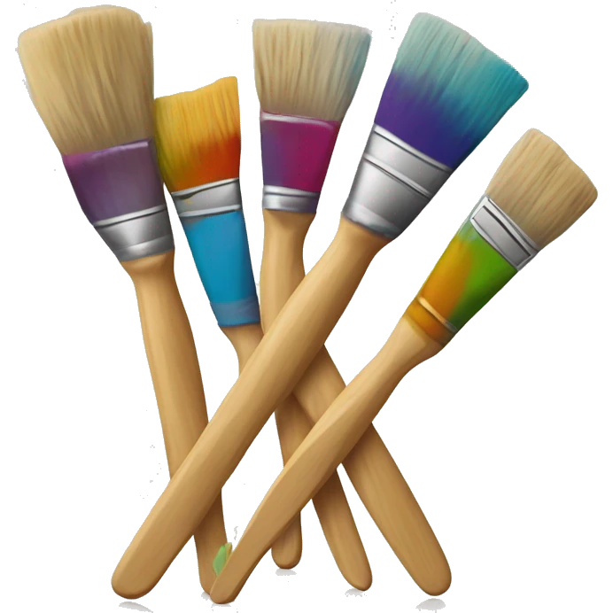The paint brushes are stained with paint
 emoji