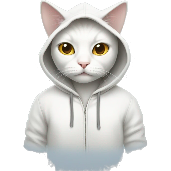 White Cat wearing hoodies  emoji