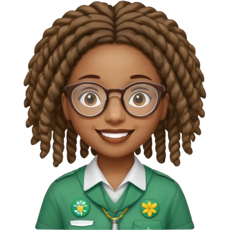 African American Girl Scout with glasses and locs emoji