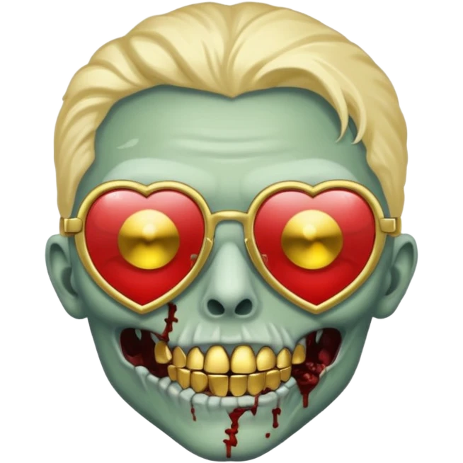 make a zombie with gold teeth and chrome heart glasses emoji
